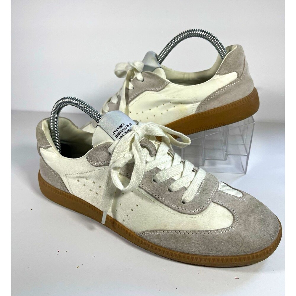 Steve Madden Womens 9 White Gray Suede Gum Sole Retro Low Top Sneakers 494986